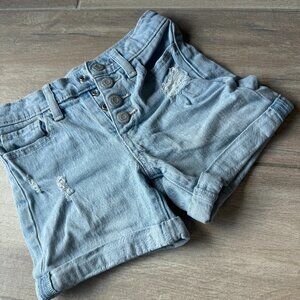 Old Navy Light Wash Distressed Denim Shorts, Girls Size 8